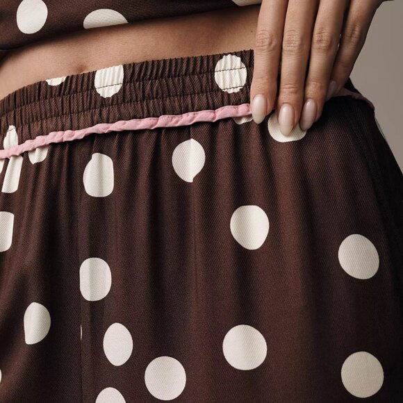 Anthropologie The Brooklin Printed Wide-Leg Pull-On Pants XS brown new with tag - Picture 4 of 8